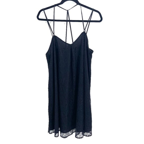 BCBGeneration Black Lace Strappy Sleeveless Shift Dress Size Medium - Picture 1 of 7
